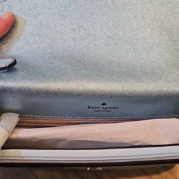 Kate Spade tinsel flap crossbody sparkly blue bag NWT - Picture 8 of 11